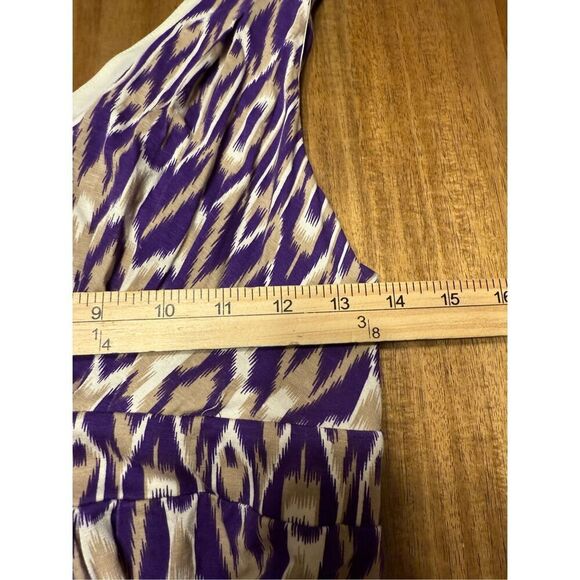 Ann Taylor LOFT Sun Dress Size XS Purple Tan White Ikat Print Sleeveless Womens - Picture 6 of 7